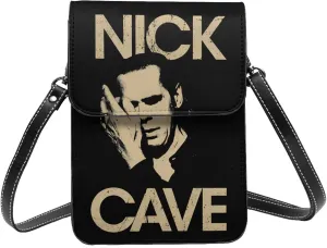 Nick Rock Cave and The Bad Music Seeds Small Cell Phone Purse Women's PU leather Crossbody Bag Fashion Shoulder Bags Wallet For Adults Adjustable Strap Handbag Purses