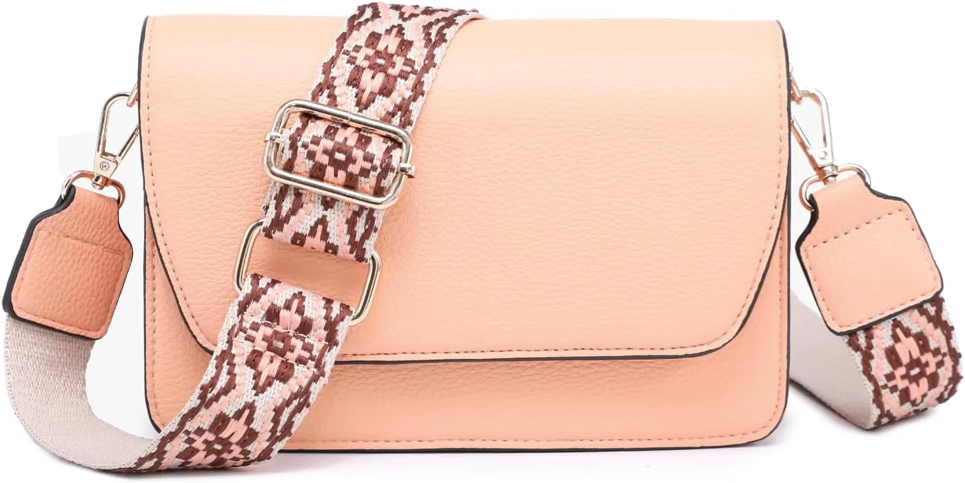 Noah Flapover Crossbody Bags for Women Vegan Leather Cross Body Purses Shoulder Handbags with Guitar Strap