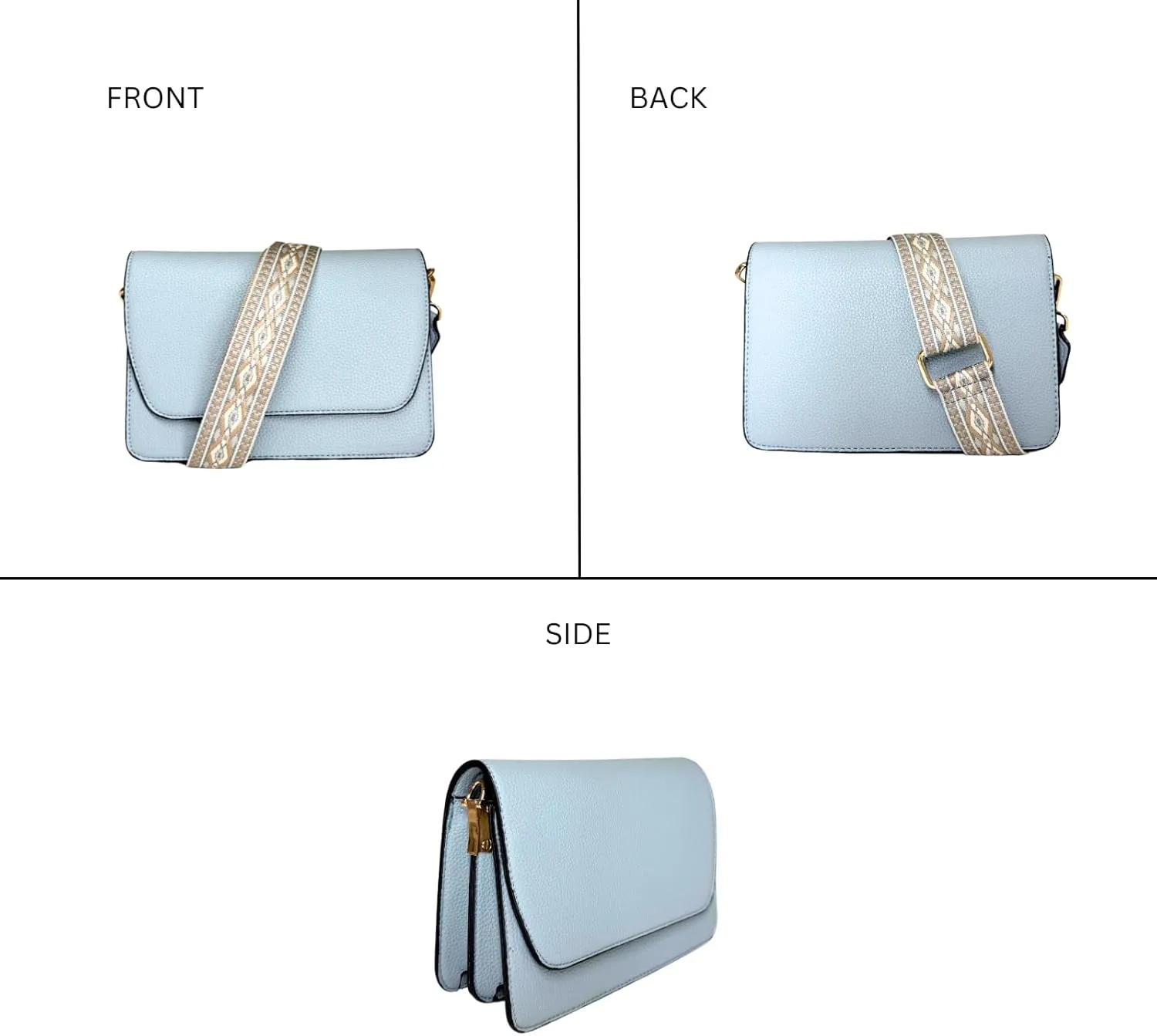 Noah Flapover Crossbody Bags for Women Vegan Leather Cross Body Purses Shoulder Handbags with Guitar Strap