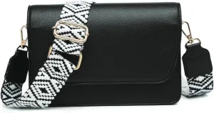 Noah Flapover Crossbody Bags for Women Vegan Leather Cross Body Purses Shoulder Handbags with Guitar Strap