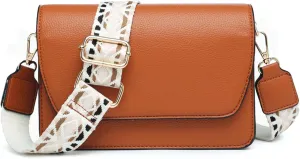 Noah Flapover Crossbody Bags for Women Vegan Leather Cross Body Purses Shoulder Handbags with Guitar Strap