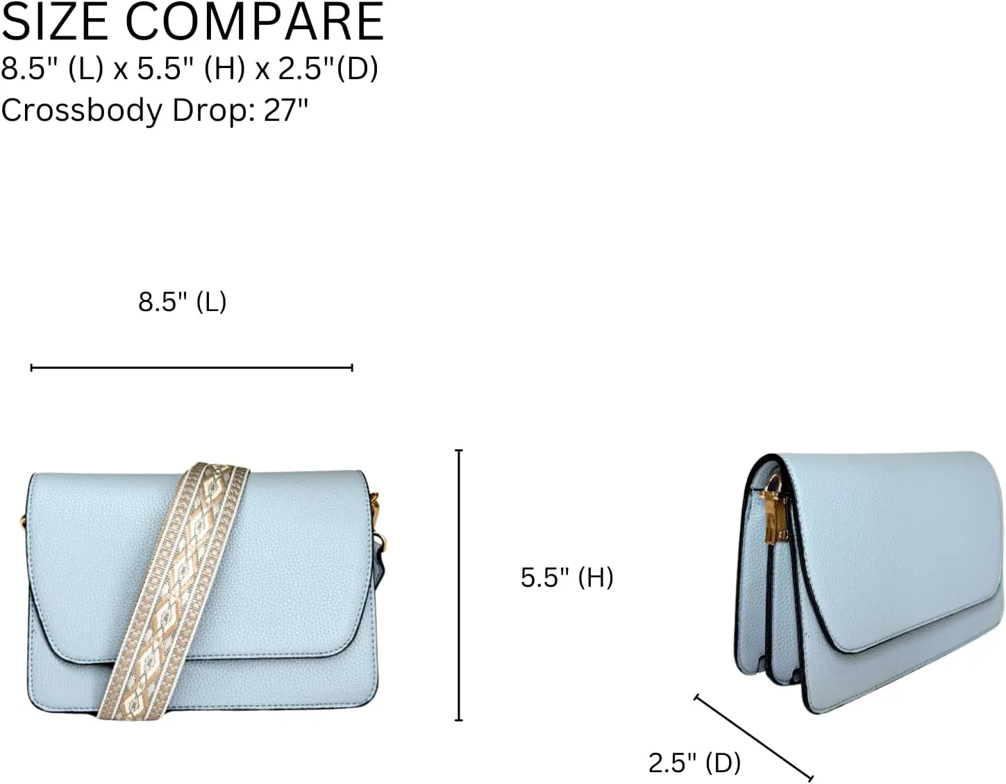 Noah Flapover Crossbody Bags for Women Vegan Leather Cross Body Purses Shoulder Handbags with Guitar Strap