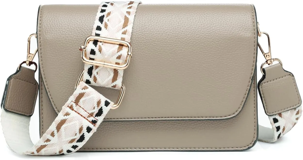 Noah Flapover Crossbody Bags for Women Vegan Leather Cross Body Purses Shoulder Handbags with Guitar Strap