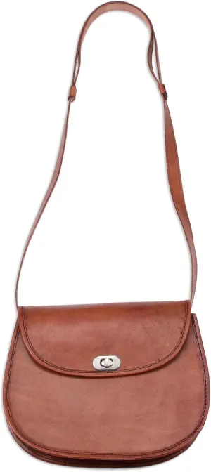 NOVICA Artisan Handmade Leather Sling Solid Brown Handbag from Peru Handbags Slings ' Colonial Fashion'