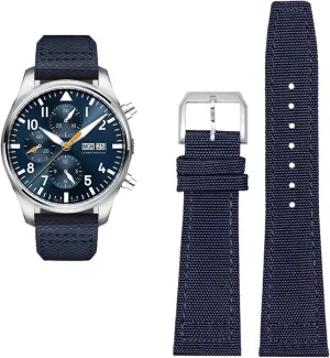 Nylon cowhide Watchband, For IWC PILOT Portugal Fabric Watch Strap 20mm 21mm 22mm Bracelet Black Armygreen Blue Cowhide Wrist Belt