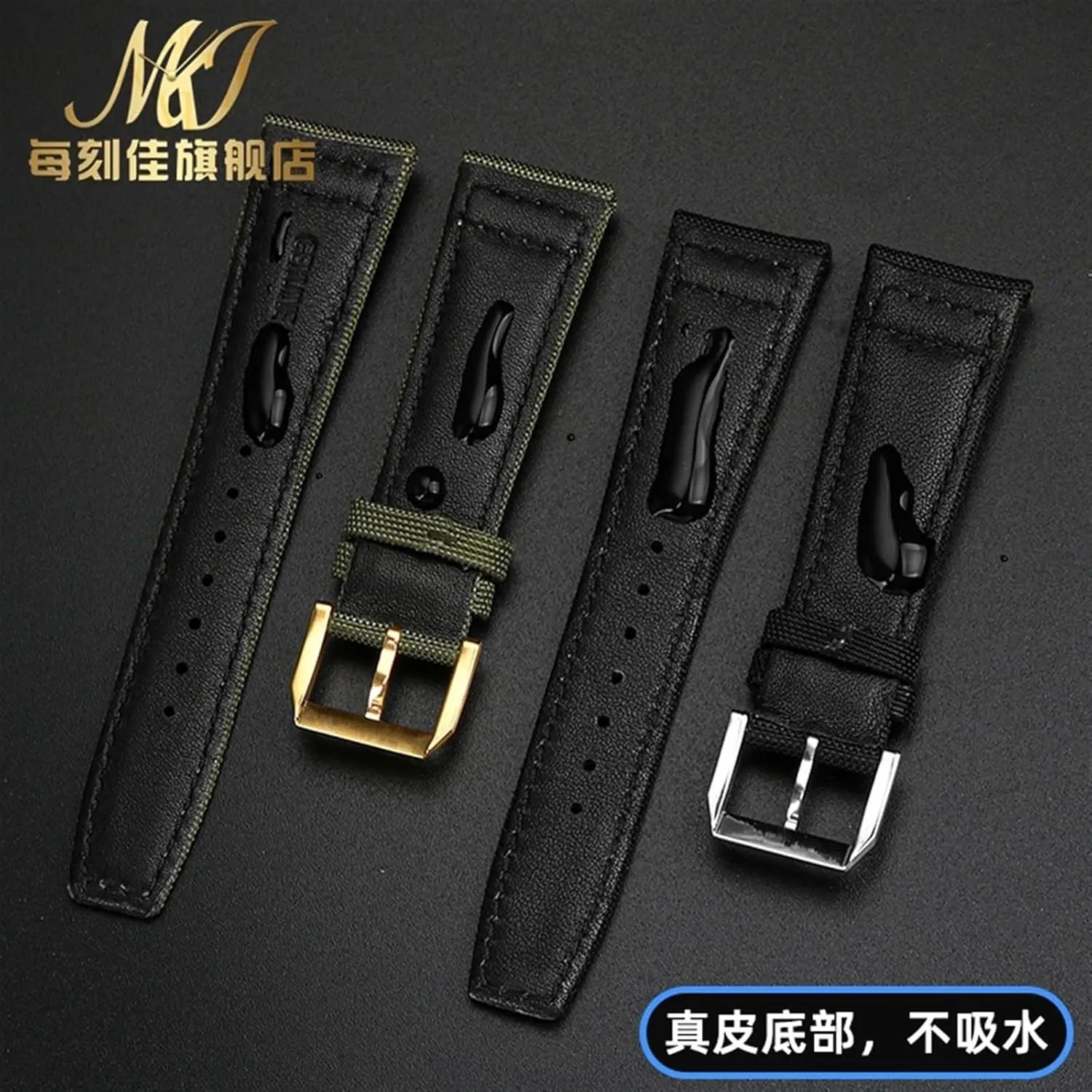 Nylon cowhide Watchband, For IWC PILOT Portugal Fabric Watch Strap 20mm 21mm 22mm Bracelet Black Armygreen Blue Cowhide Wrist Belt