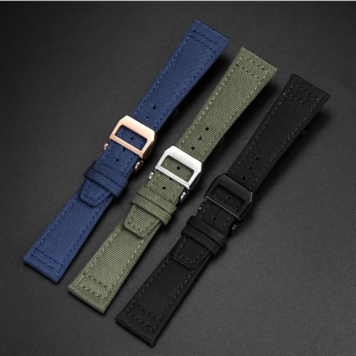 Nylon cowhide Watchband, For IWC PILOT Portugal Fabric Watch Strap 20mm 21mm 22mm Bracelet Black Armygreen Blue Cowhide Wrist Belt