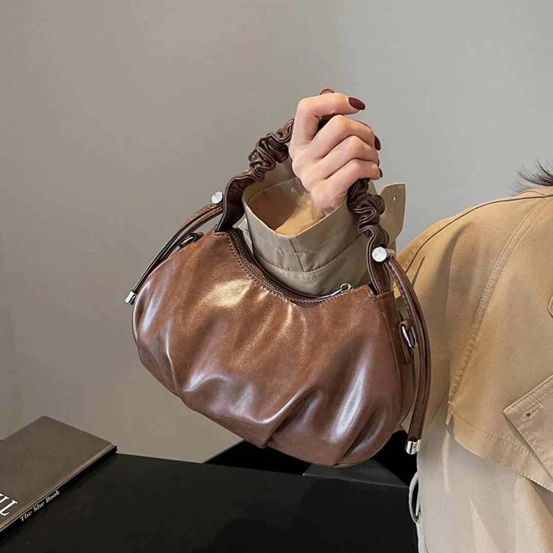 Oagasi Women's Top Handle Bag Crossbody Vegan Soft Leather Purse Dumpling Bag Slouchy Pouch Bag Clutch Purses for Women
