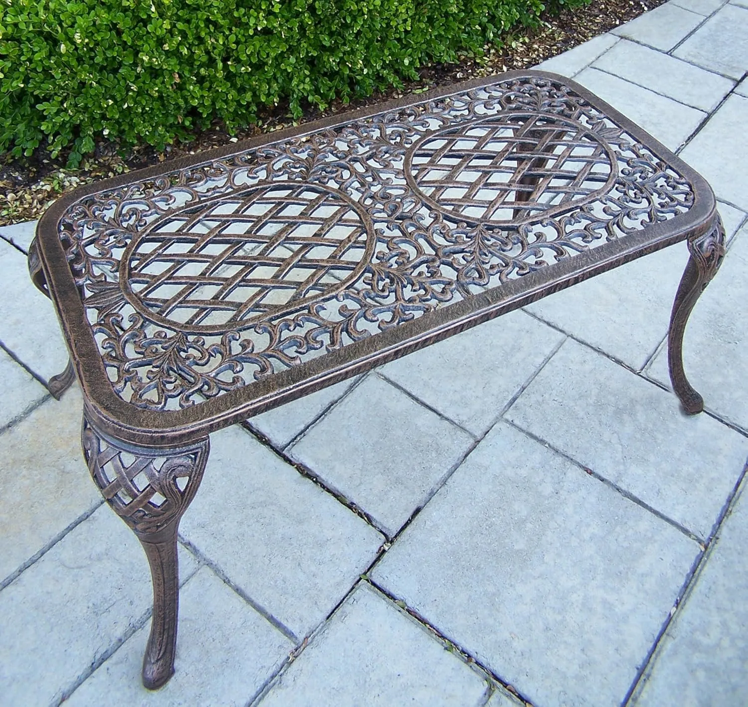 Oakland Living Mississippi Cast Aluminum Cocktail Table, 35-Inch by 18-Inch, Antique Bronze