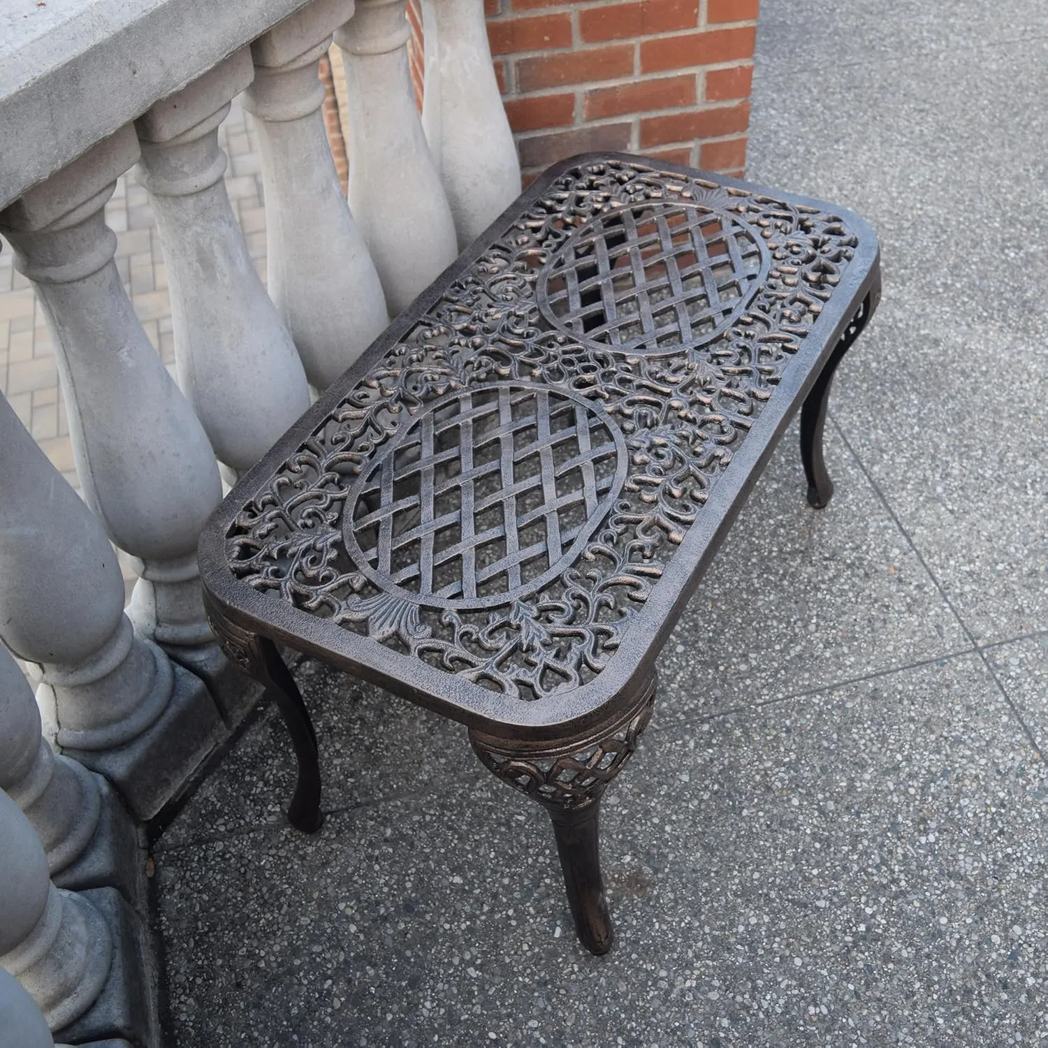 Oakland Living Mississippi Cast Aluminum Cocktail Table, 35-Inch by 18-Inch, Antique Bronze