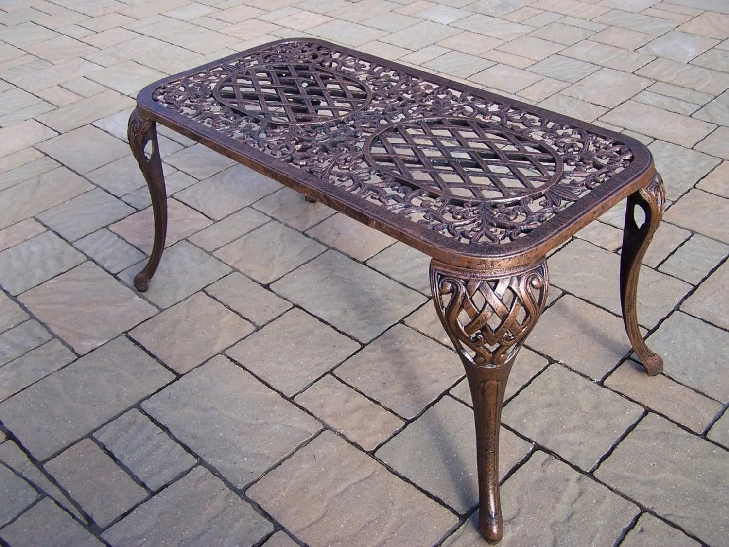 Oakland Living Mississippi Cast Aluminum Cocktail Table, 35-Inch by 18-Inch, Antique Bronze