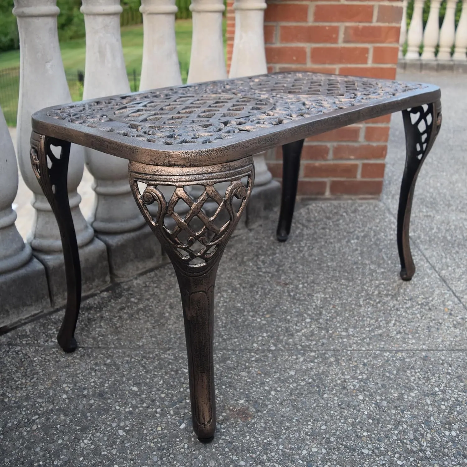 Oakland Living Mississippi Cast Aluminum Cocktail Table, 35-Inch by 18-Inch, Antique Bronze