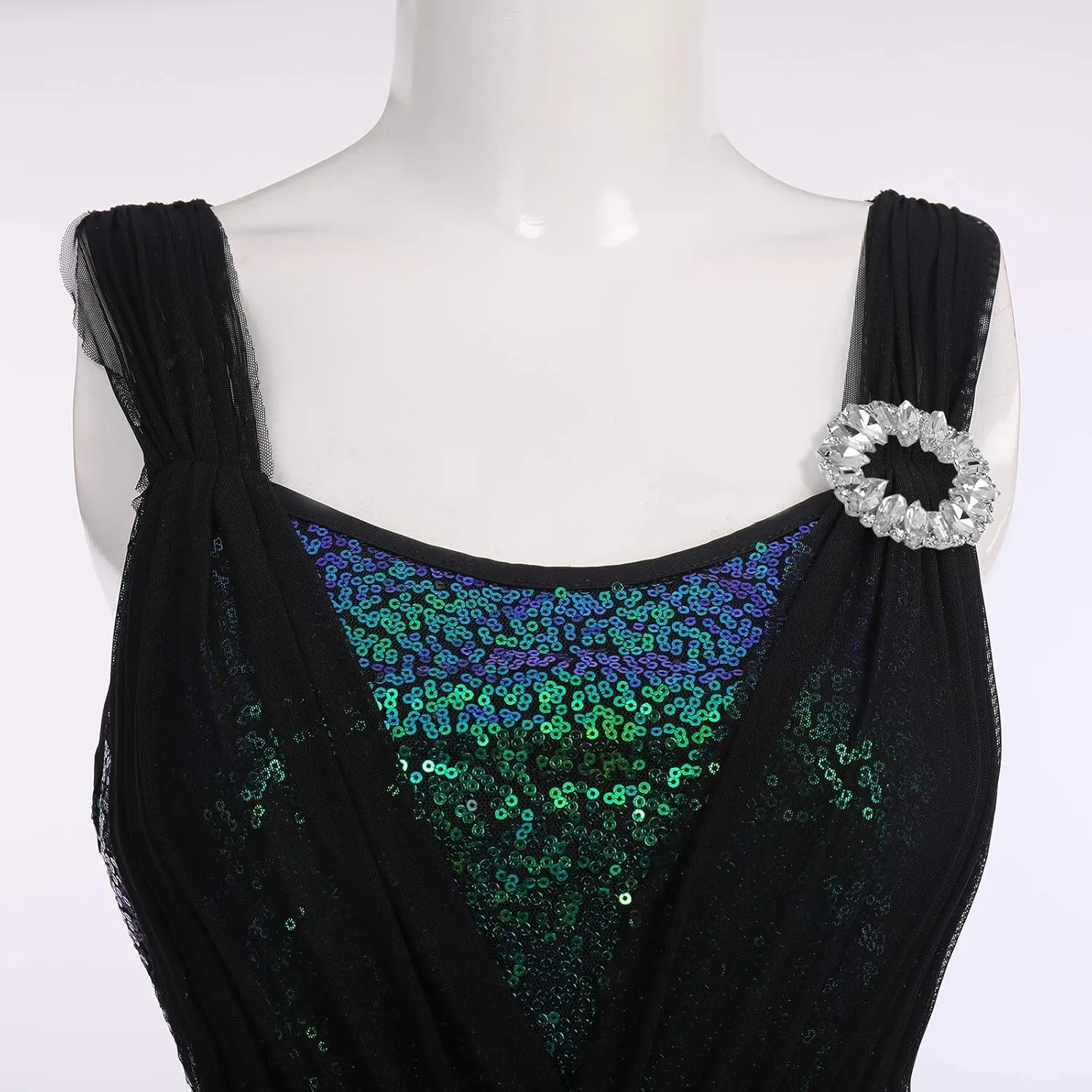 ODASDO Women Adult Lyrical Dance Dress Modern Contemporary Costume Sequins Mesh Tulle High Low Skirt Ballet Dancewear