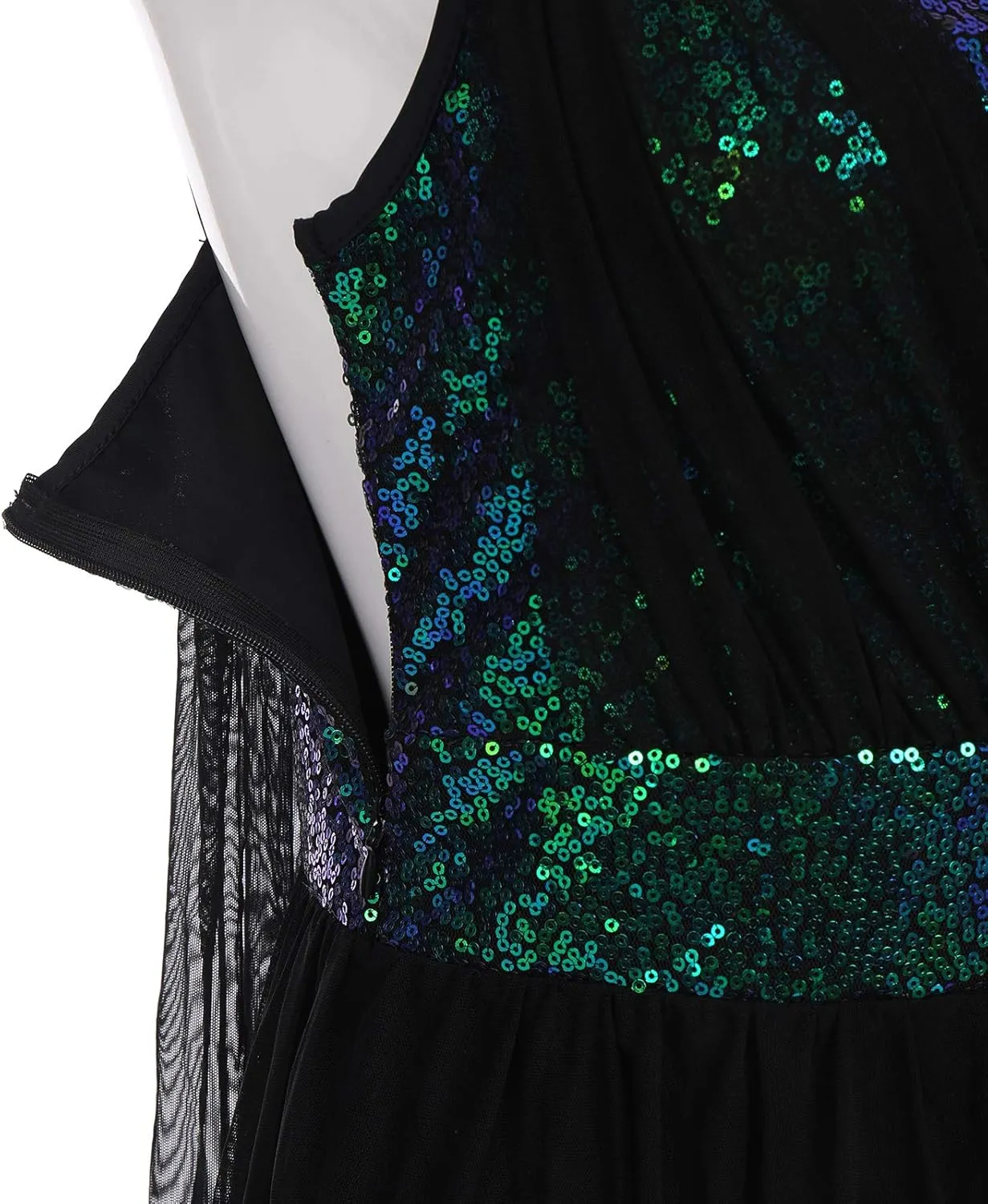 ODASDO Women Adult Lyrical Dance Dress Modern Contemporary Costume Sequins Mesh Tulle High Low Skirt Ballet Dancewear