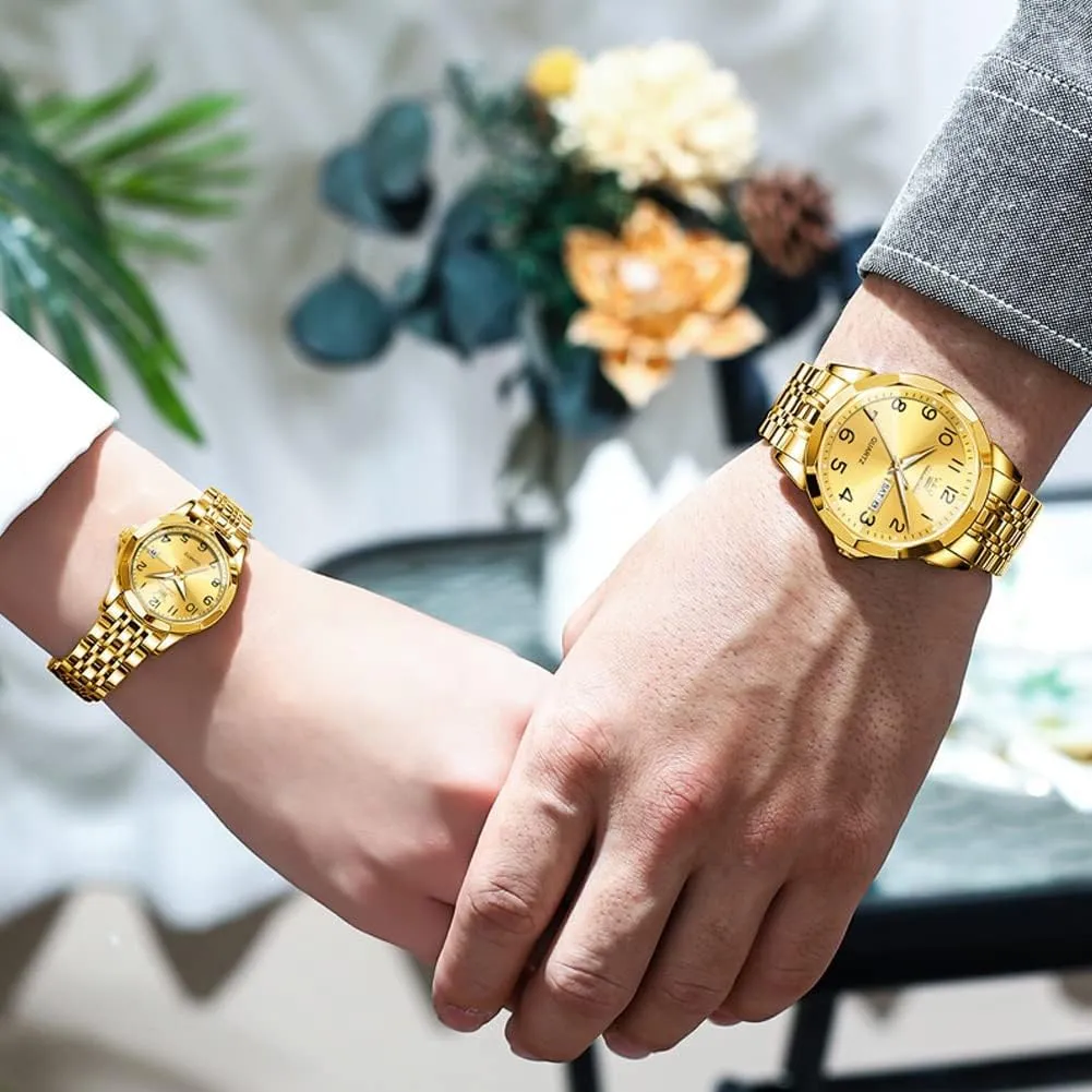 OLEVS Couple Watch Valentines Couple Matching Watches His and Her Couple Set Wrist Watch Men and Women Lovers Wedding Romantic Gifts Set of 2
