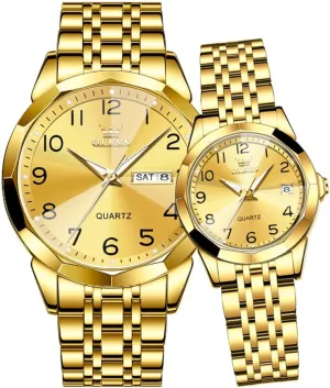 OLEVS Couple Watch Valentines Couple Matching Watches His and Her Couple Set Wrist Watch Men and Women Lovers Wedding Romantic Gifts Set of 2