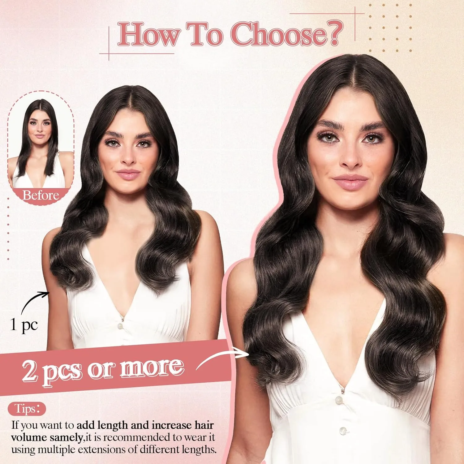 One Pieces Clip in Hair Extensions Human Hair Upgraded V-Shaped 5 Clips in Hair Extensions Human Hair Long One Piece Hairpiece for Women,22 Inch,#02 Dark Brown,75g