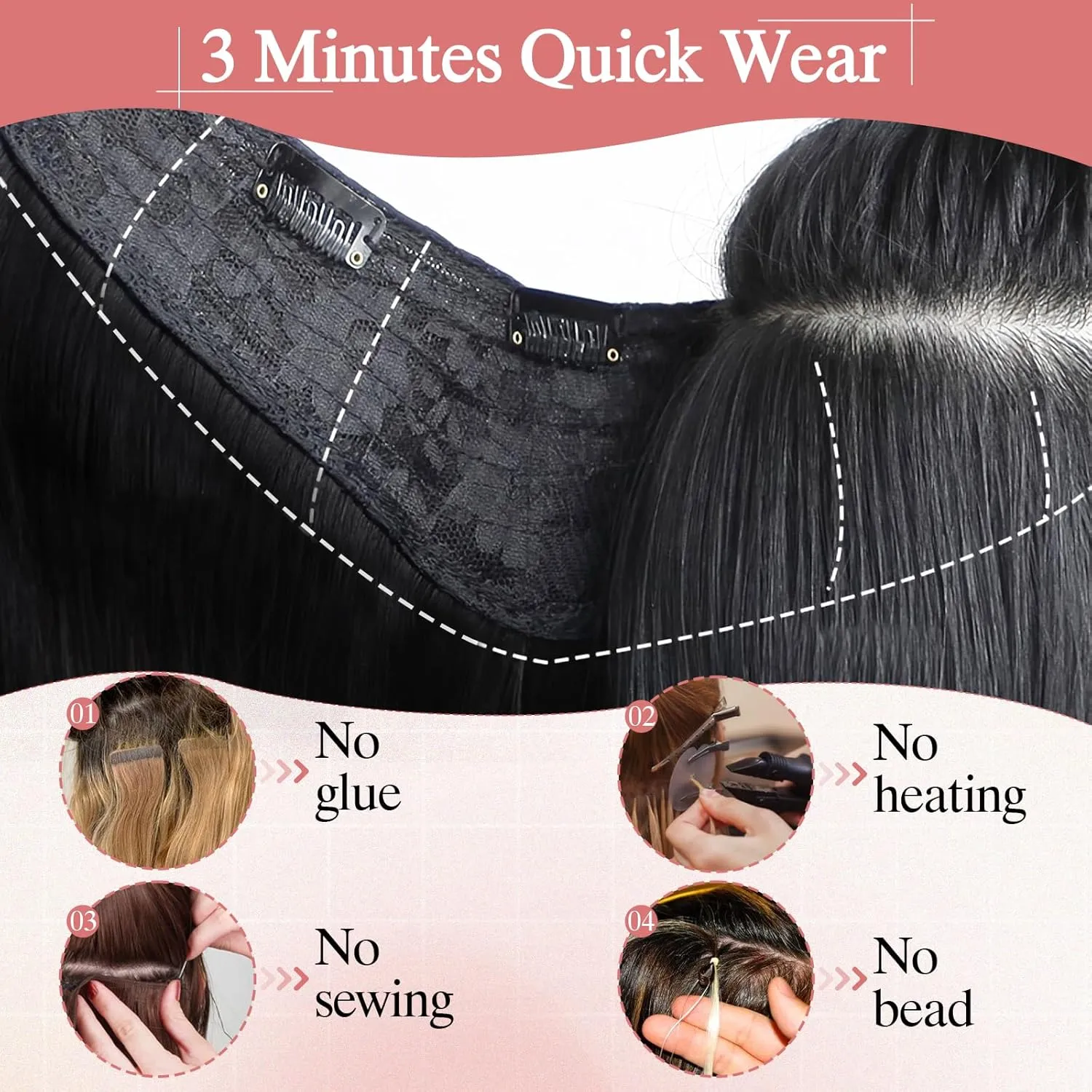 One Pieces Clip in Hair Extensions Human Hair Upgraded V-Shaped 5 Clips in Hair Extensions Human Hair Long One Piece Hairpiece for Women,22 Inch,#02 Dark Brown,75g
