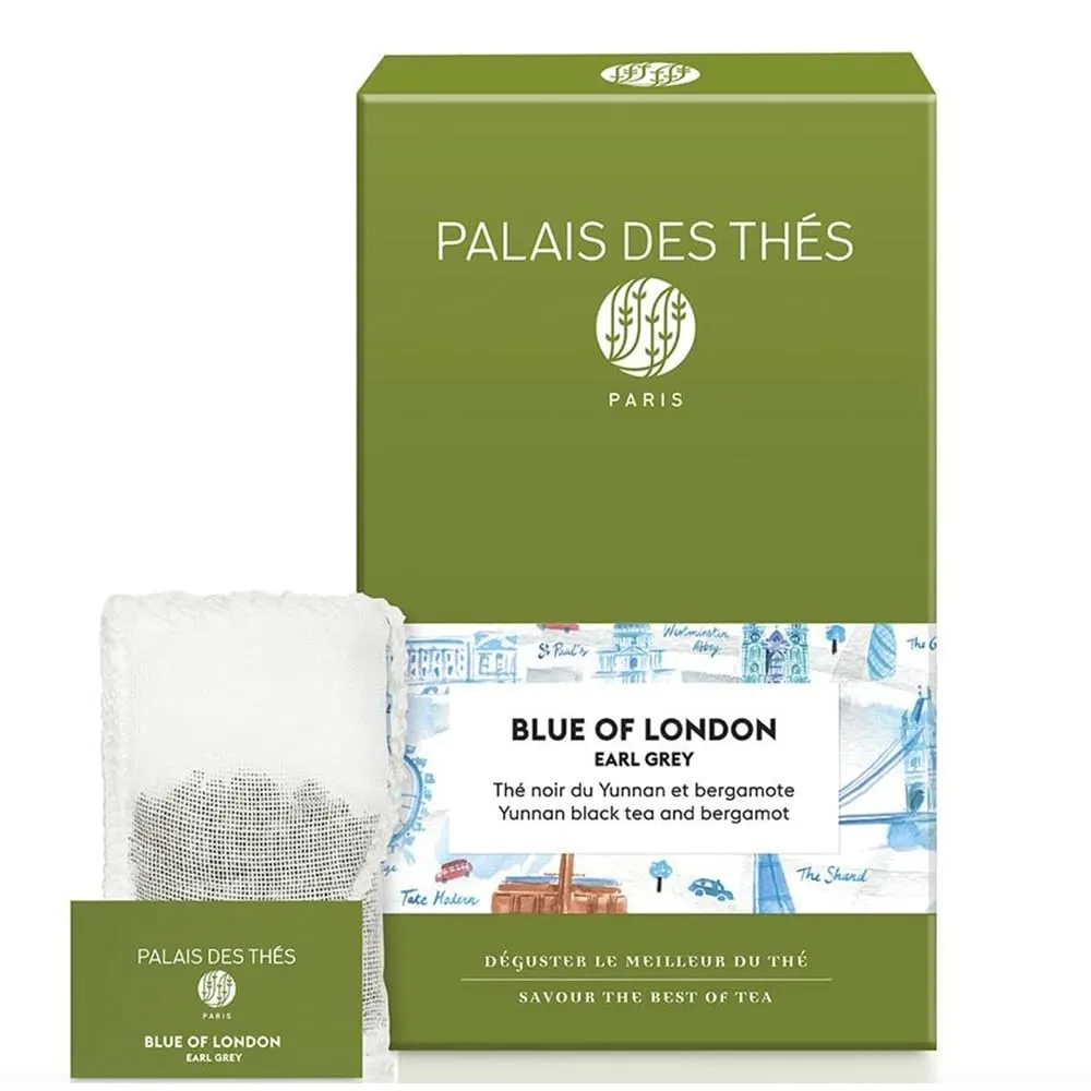 Palais des Thés - Blue of London - Earl Grey Black Tea, Bergamot & Cornflower - 20 Count Cotton Tea Bags Box