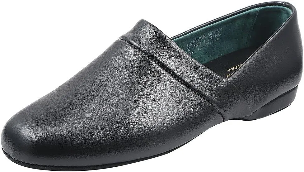 PAMIR Men's Genuine Leather Opera Slippers with Memory Foam Insole and Leather Outsole