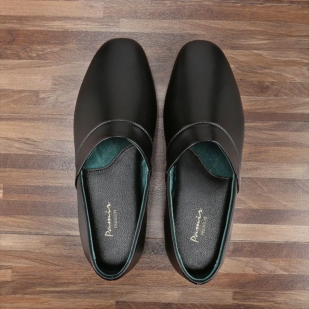 PAMIR Men's Genuine Leather Opera Slippers with Memory Foam Insole and Leather Outsole