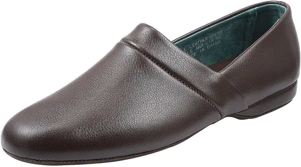 PAMIR Men's Genuine Leather Opera Slippers with Memory Foam Insole and Leather Outsole