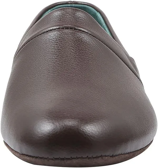 PAMIR Men's Genuine Leather Opera Slippers with Memory Foam Insole and Leather Outsole