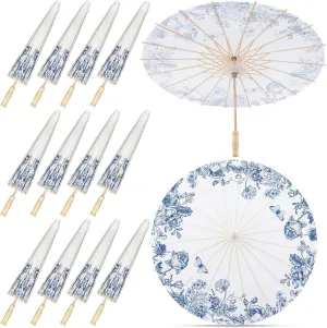 Paper Umbrellas Bulk for Wedding, 23.6" Chinese Japanese Parasol Vintage Decorative Sun Umbrella for Bridal Party Tea