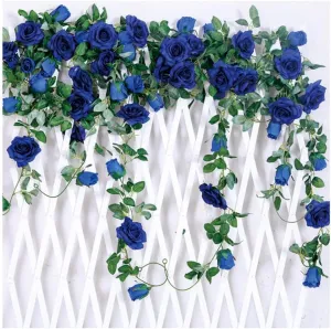Party 2 Pieces 2m Rayon Rose Rattan Flower Hanging Ivy Wreath Wedding Home Office Garden Craft Decor (Color : A Size : 2m) (2m)