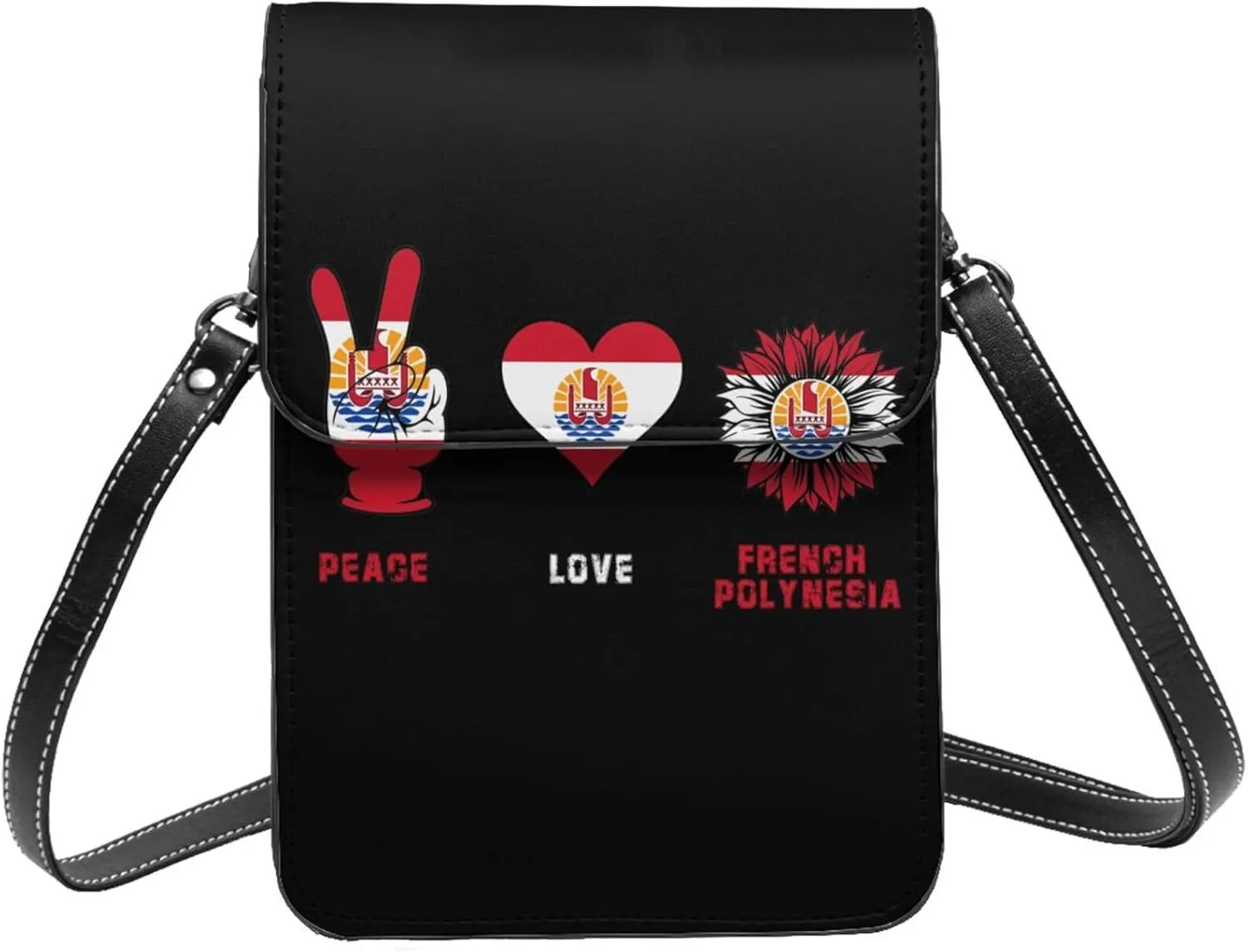Peace French Polynesia Polynesians Flag Small Crossbody Bag Is A Shoulder Bag Designed For Women And Girls Cell Phone Crossbody Wallet Purses With Card Slots Adjustable Strap