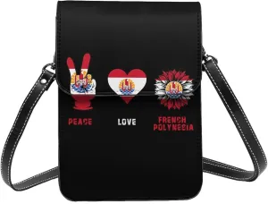 Peace French Polynesia Polynesians Flag Small Crossbody Bag Is A Shoulder Bag Designed For Women And Girls Cell Phone Crossbody Wallet Purses With Card Slots Adjustable Strap