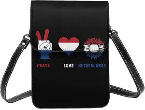 Peace Netherlands Dutch Hollander Netherlander Flag Small Crossbody Bag Is A Shoulder Bag Designed For Women And Girls Cell Phone Crossbody Wallet Purses With Card Slots Adjustable Strap