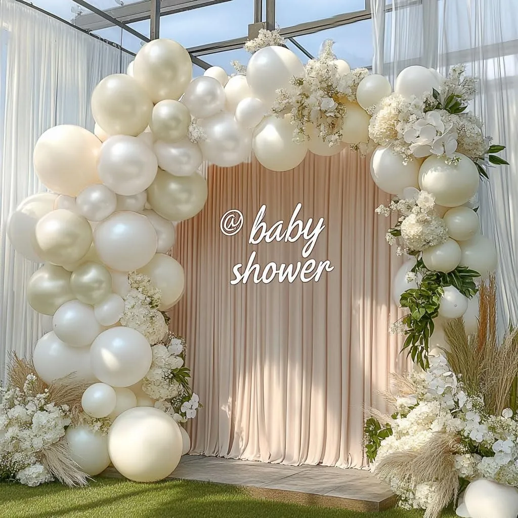 Pearl Balloon Garland Double Stuffed Pearl White Cream Ivory Sand White Pastel Balloons Arch Kit for Wedding Bridal Baby Shower Neutral Anniversary Birthday Party Decorations