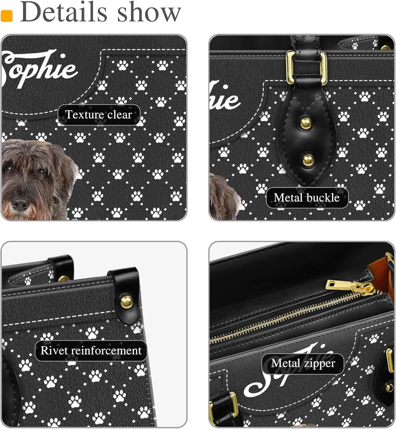 Personalized Giant Schnauzer Dog Handbags, Custom Name Dog Leather Bags, Purses, Shoulder Bag, Gift For Dog Mom Dog Lover