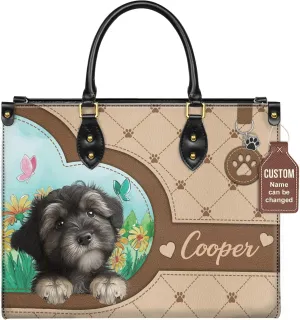 Personalized Havanese Dog Handbags, Custom Name Dog Leather Bags, Purses, Shoulder Bag, Gift For Dog Mom Dog Lover