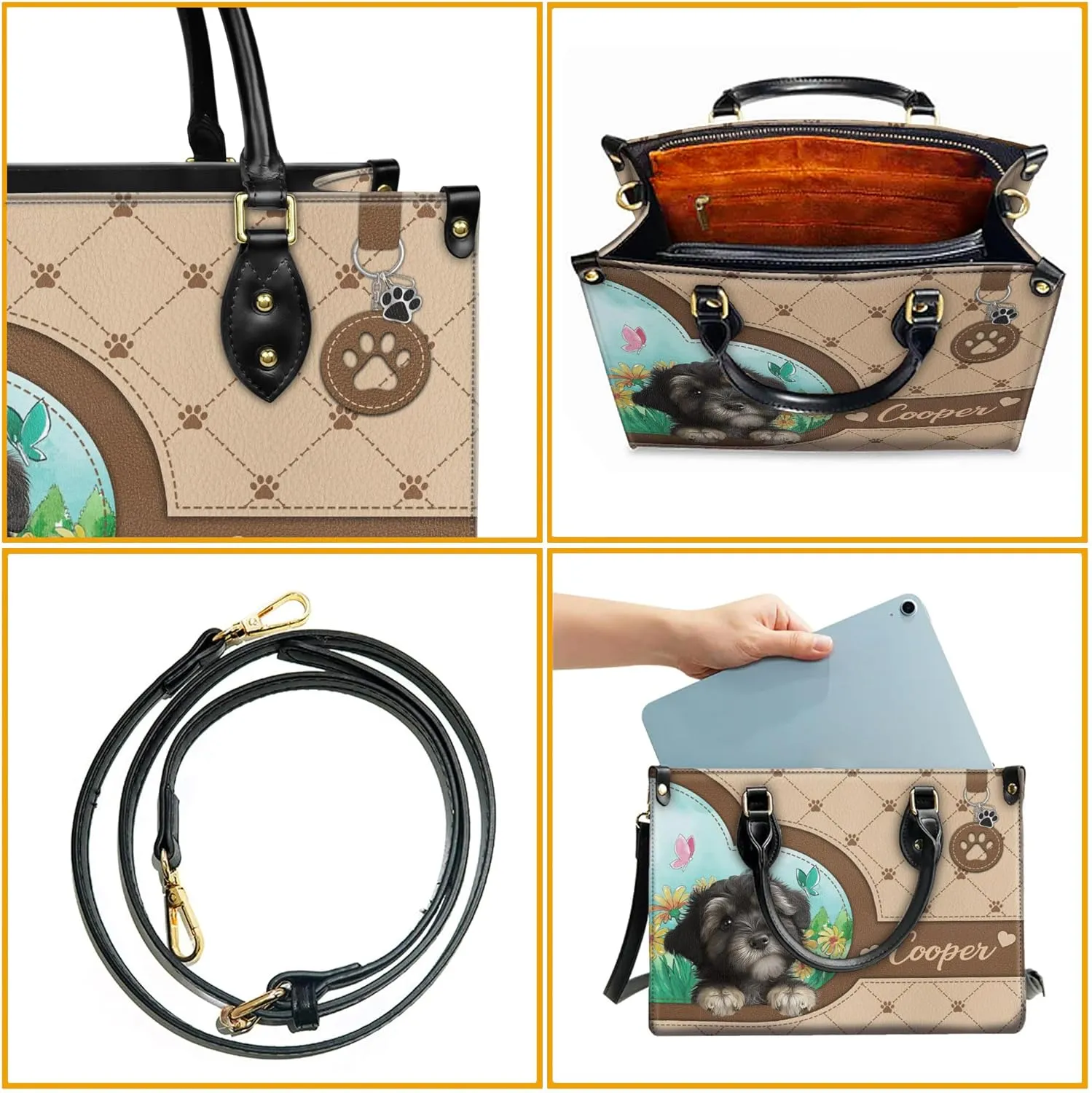 Personalized Havanese Dog Handbags, Custom Name Dog Leather Bags, Purses, Shoulder Bag, Gift For Dog Mom Dog Lover