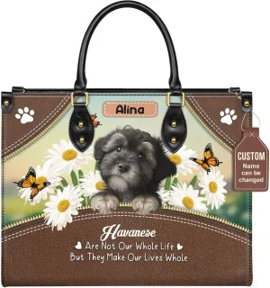 Personalized Havanese Dog Handbags, Custom Name Dog Leather Bags, Purses, Shoulder Bag, Gift For Dog Mom Dog Lover