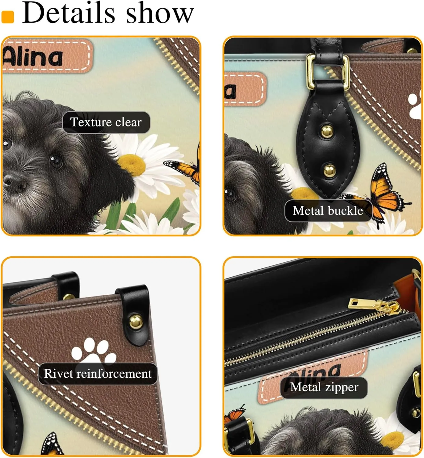 Personalized Havanese Dog Handbags, Custom Name Dog Leather Bags, Purses, Shoulder Bag, Gift For Dog Mom Dog Lover