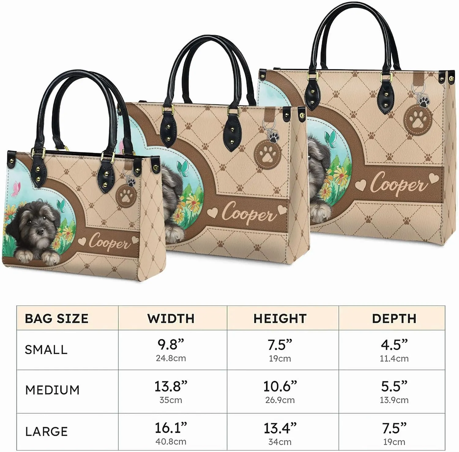 Personalized Havanese Dog Handbags, Custom Name Dog Leather Bags, Purses, Shoulder Bag, Gift For Dog Mom Dog Lover