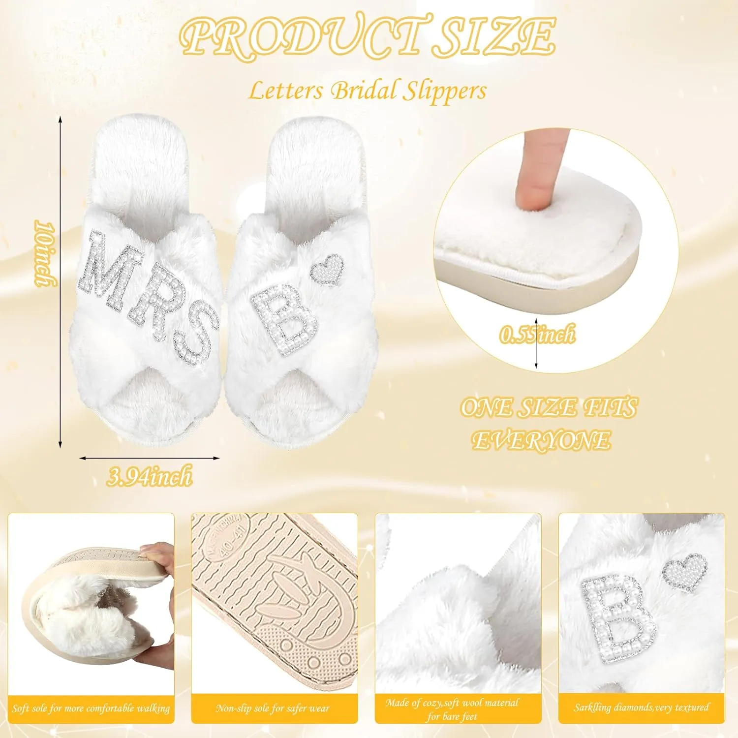 Personalized Initial Wedding Bride Slippers, Bride to Be Gifts, Bridal Shower Gifts, Wedding Bride Robe Hair Clip