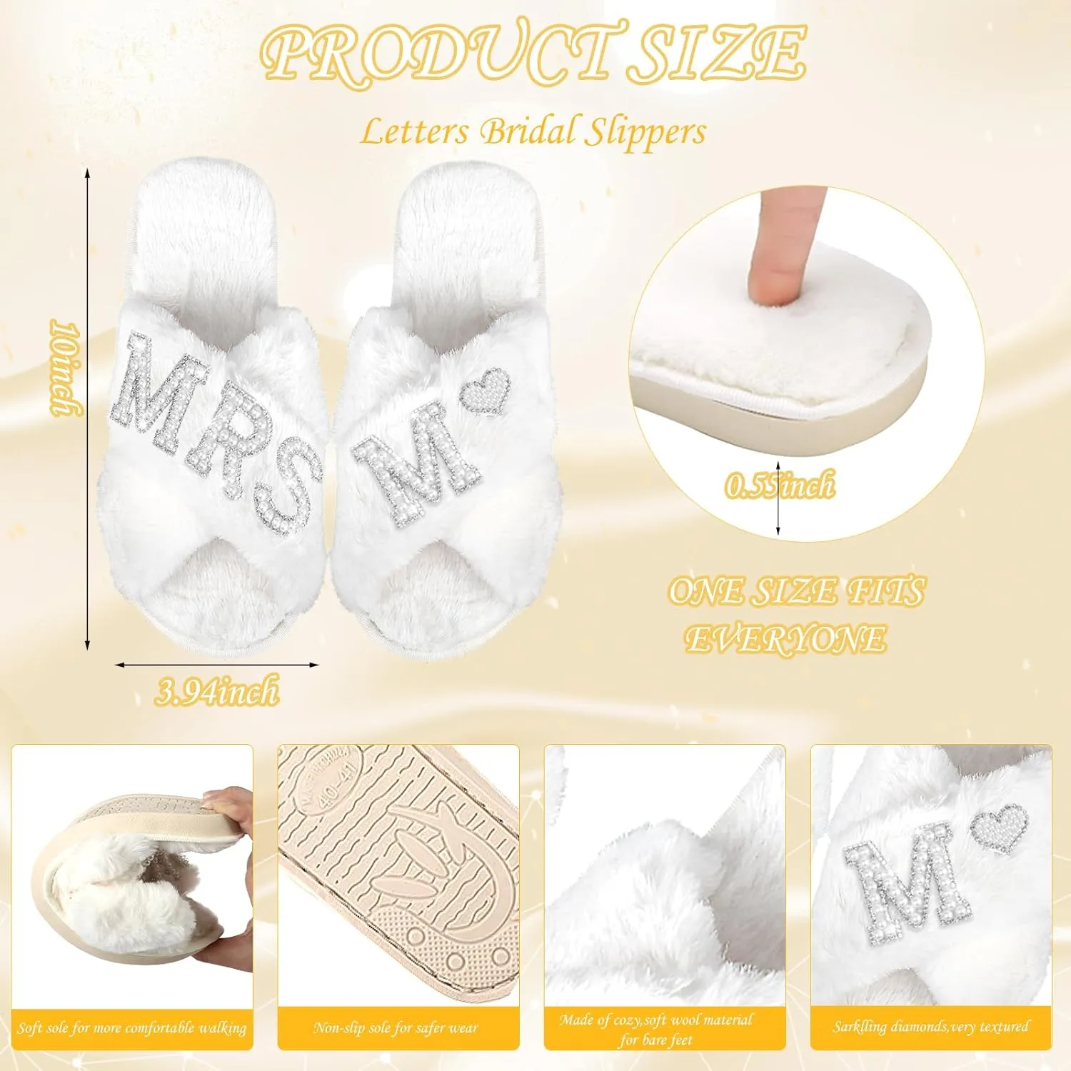 Personalized Initial Wedding Bride Slippers, Bride to Be Gifts, Bridal Shower Gifts, Wedding Bride Robe Hair Clip