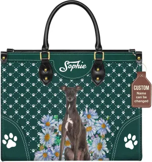 Personalized Italian Greyhound Dog Handbags, Custom Name Dog Leather Bags, Purses, Shoulder Bag, Gift For Dog Mom Dog Lover
