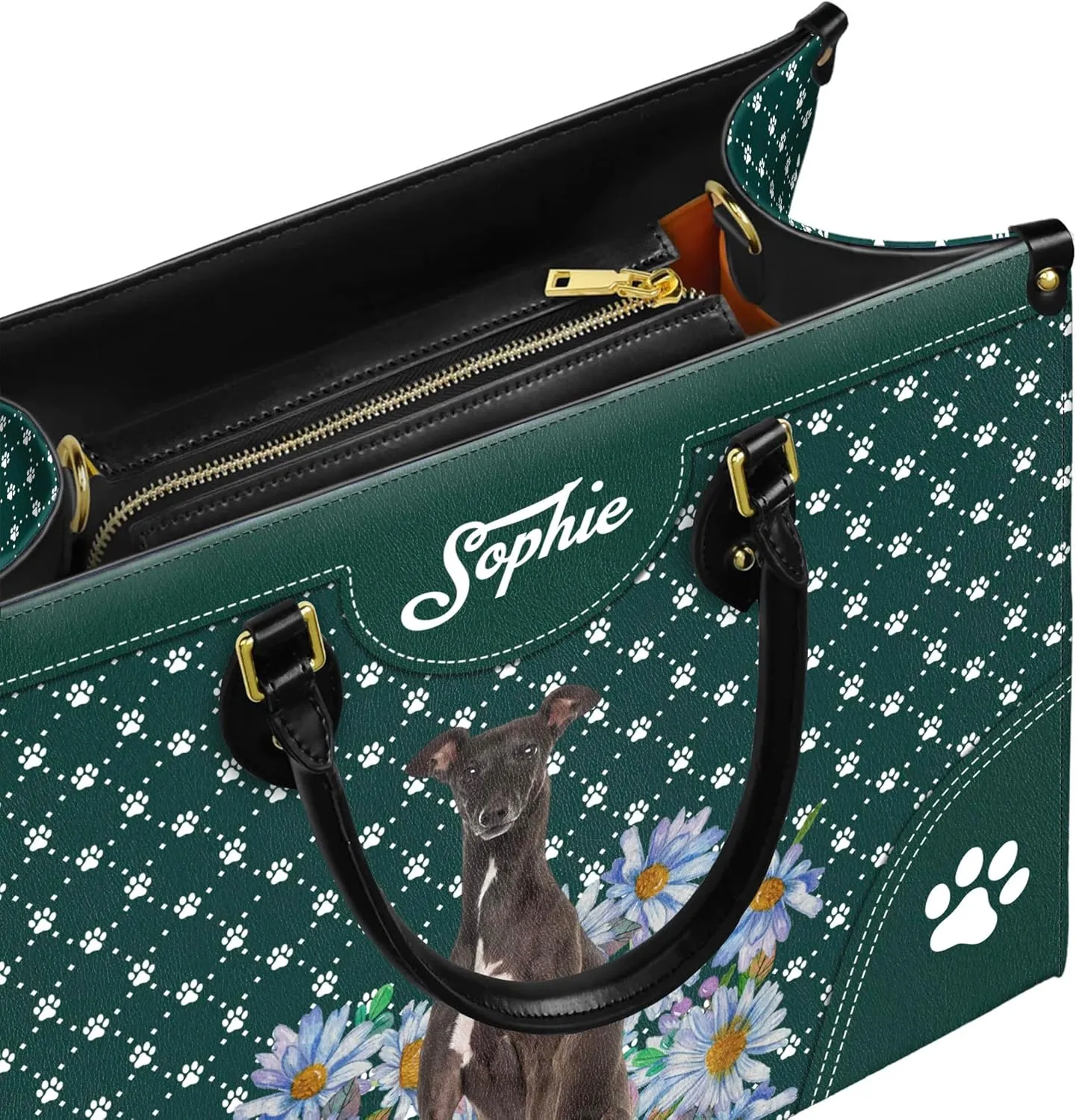 Personalized Italian Greyhound Dog Handbags, Custom Name Dog Leather Bags, Purses, Shoulder Bag, Gift For Dog Mom Dog Lover