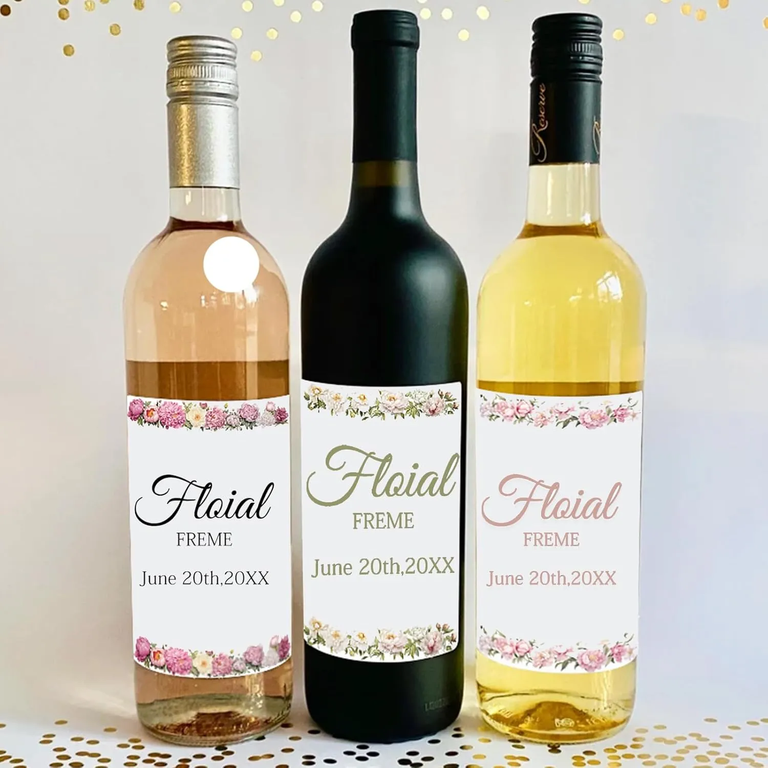 Personalized Wine Bottle Labels Champagne Wine Label Photo Stickers Personalized Engagement Wedding Birthday Party Graduation Wine Stickers Self-Adhesive(4x5inch (10.16x12.70cm))