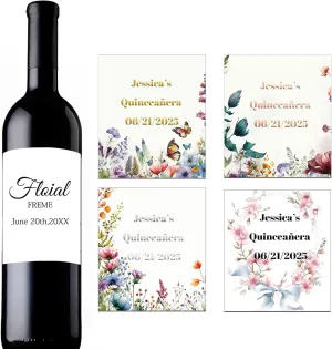 Personalized Wine Bottle Labels Gold Foil Custom Wine Labels for Bottles Personalized Engagement Wedding Birthday Party Graduation Wine Stickers