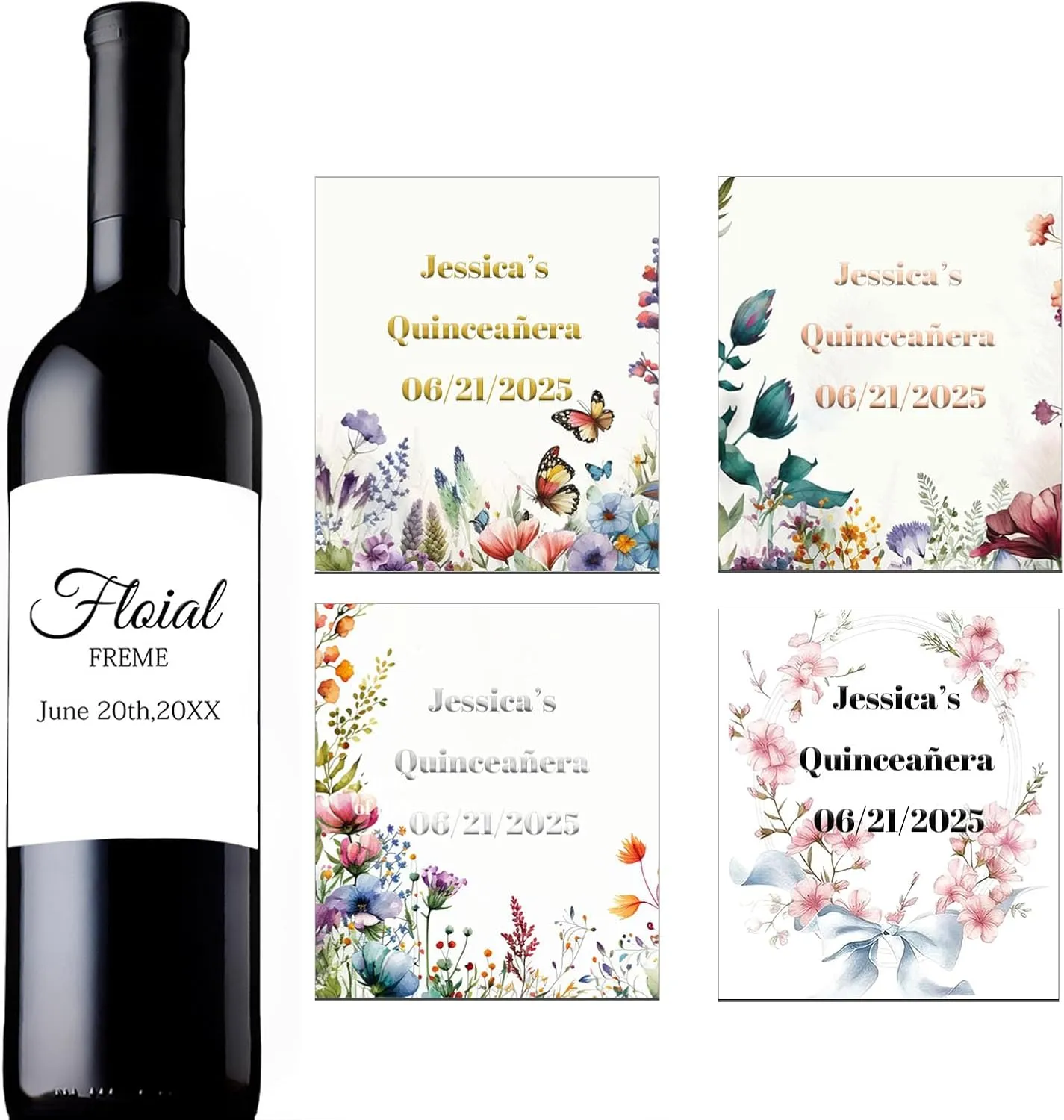 Personalized Wine Bottle Labels Gold Foil Custom Wine Labels for Bottles Personalized Engagement Wedding Birthday Party Graduation Wine Stickers