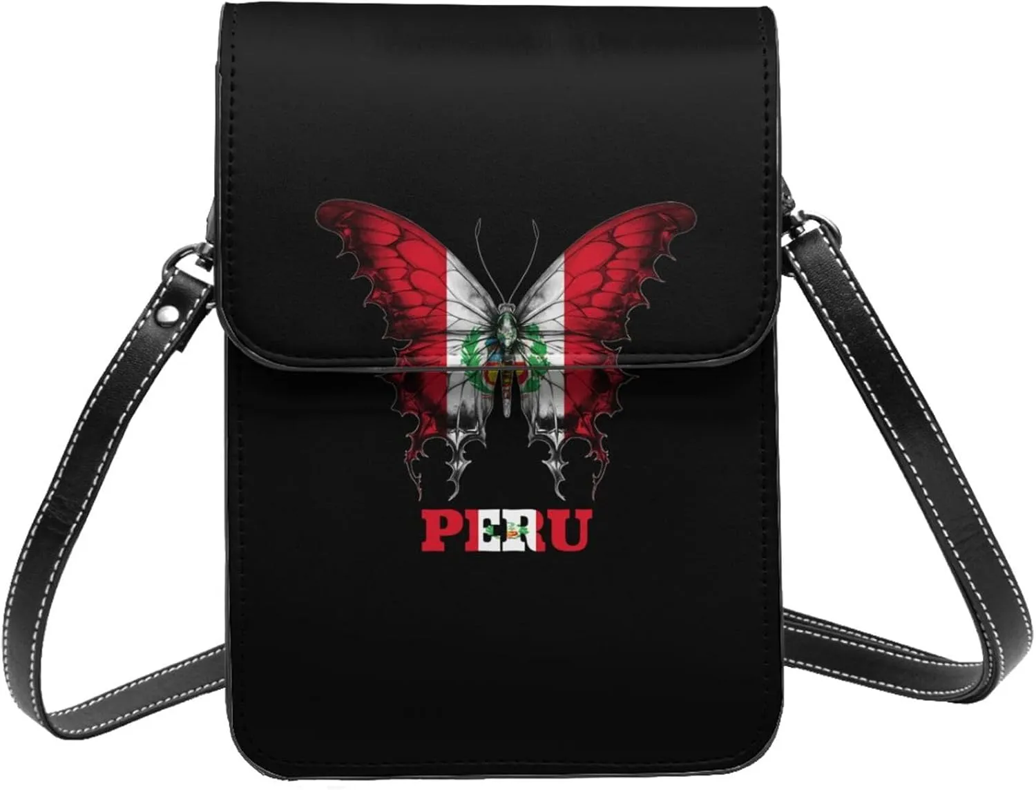 Peru Peruvian Butterflies Flag Small Crossbody Bag Is A Shoulder Bag Designed For Women And Girls Cell Phone Crossbody Wallet Purses With Card Slots Adjustable Strap