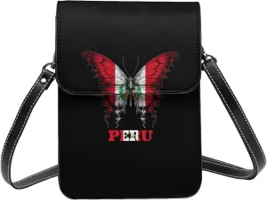 Peru Peruvian Butterflies Flag Small Crossbody Bag Is A Shoulder Bag Designed For Women And Girls Cell Phone Crossbody Wallet Purses With Card Slots Adjustable Strap