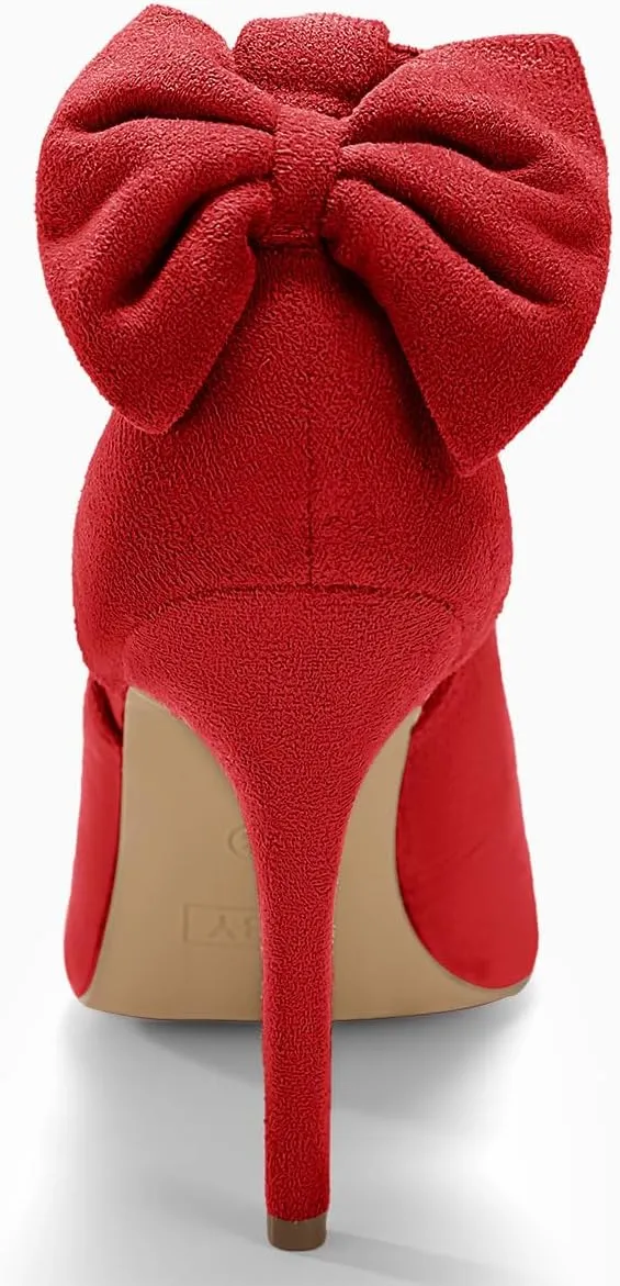 PiePieBuy Women's Pointed Toe High Heels Ankle Strap D'Orsay Pumps Shoes Bow Wedding Bowtie Back Dress Sandals