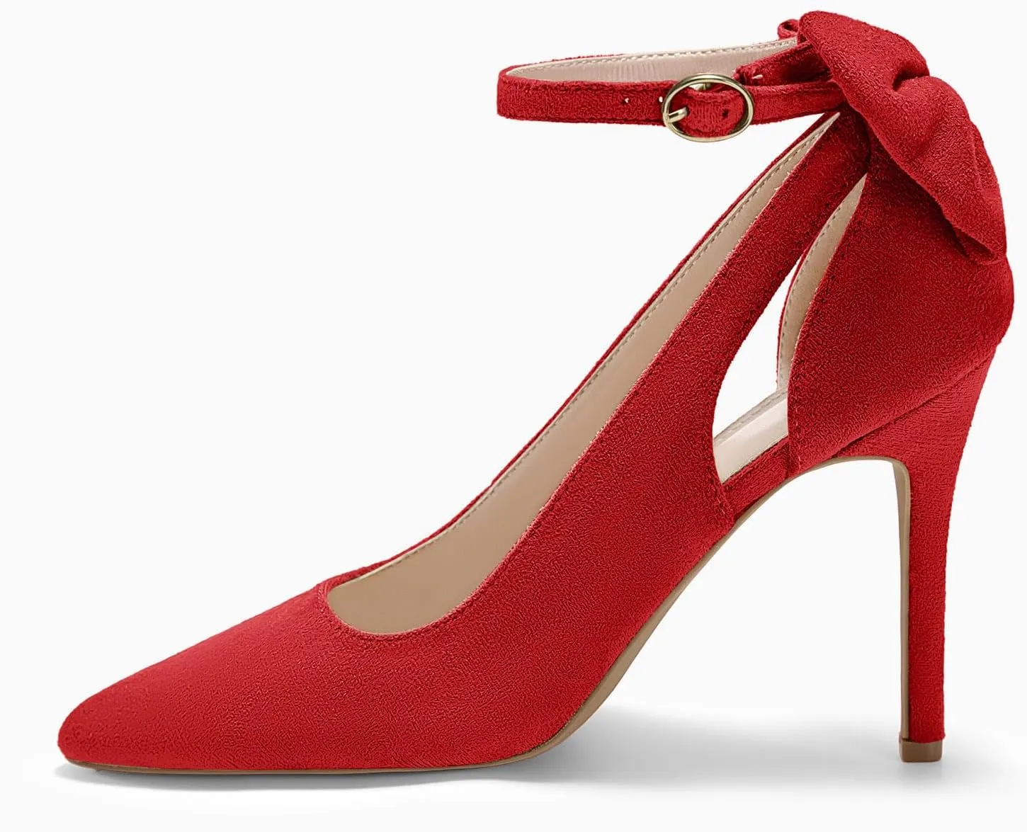 PiePieBuy Women's Pointed Toe High Heels Ankle Strap D'Orsay Pumps Shoes Bow Wedding Bowtie Back Dress Sandals